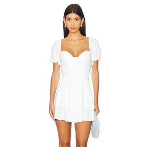 NWT SNDYS Barcelona Dress white mini puff sleeve Revolve M